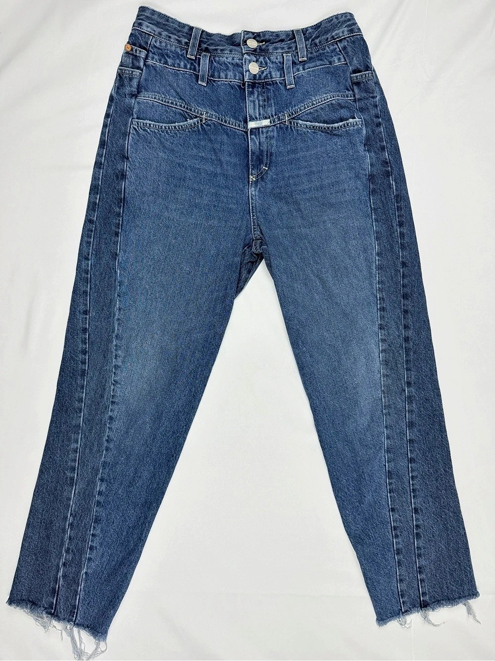 CLOSED Jeans 31 Made in Italy High Rise Raw Hem Straight Leg Organic Denim